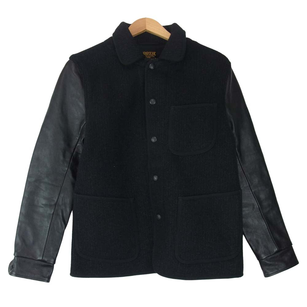 COOTIE クーティー Russell Shooting Jacket ラッセルシューティーング 袖レザー ビーチクロス ブラック系 M【中古】