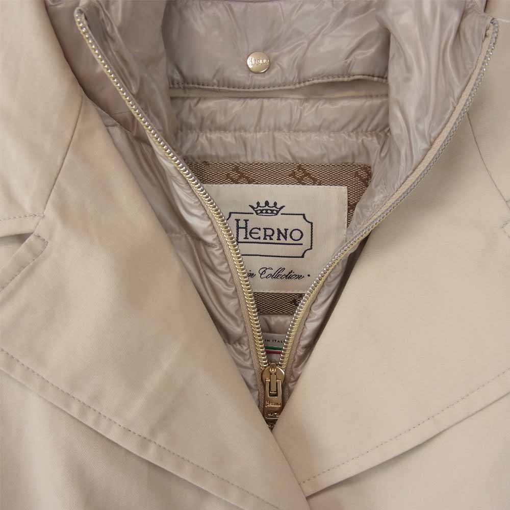 Herno ヘルノ 19AW GC0283D 13310 1985 イタリア製 Padded Trench Coat 着脱フード付 2WAY ダウン トレンチコート ベージュ系 40【美品】【中古】