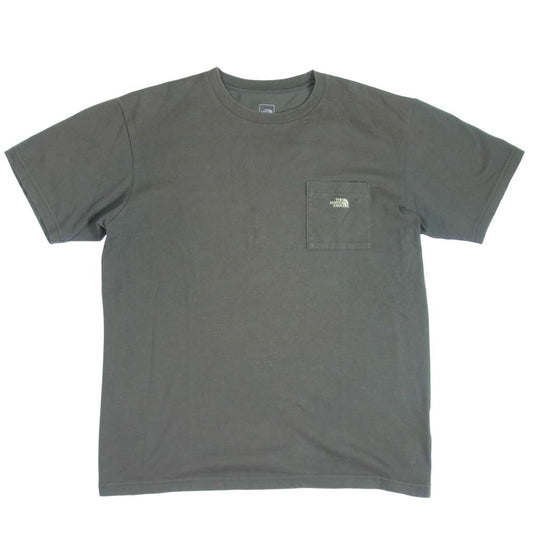 THE NORTH FACE ノースフェイス NT31903X 国内正規品 ロゴ 刺繍 ポケット Tシャツ カーキ系 XL【中古】