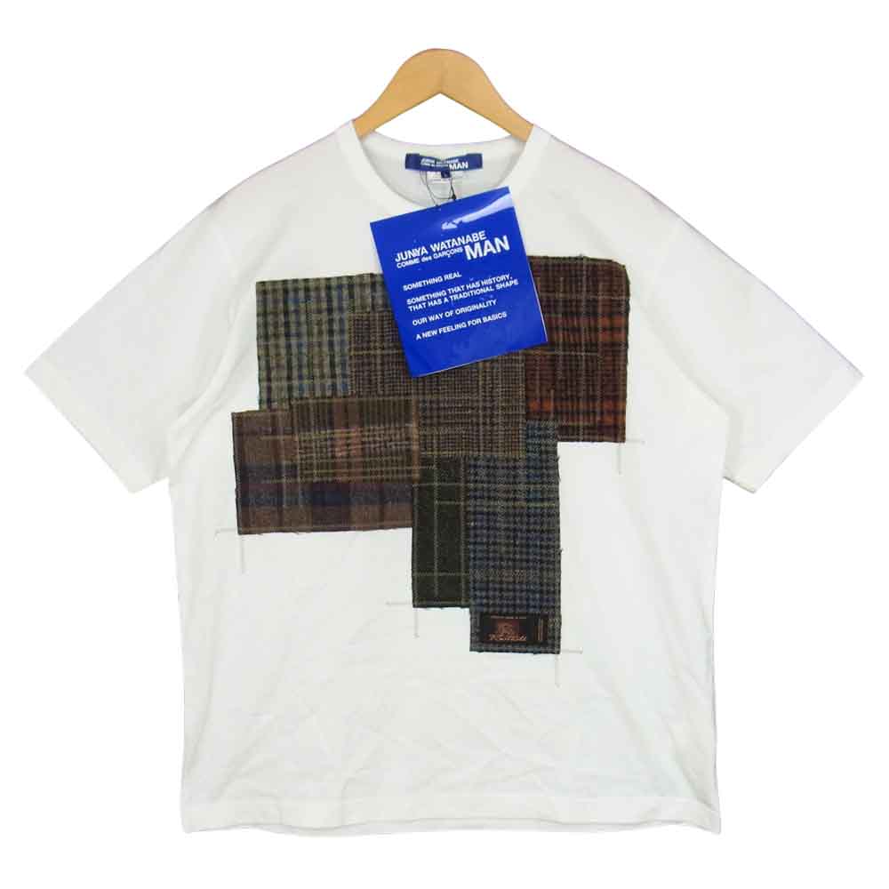 JUNYA WATANABE COMME des GARCONS ジュンヤワタナベコムデギャルソン 20AW WF-T001 ツイード パッチワーク Tシャツ ホワイト系 L【新古品】【未使用】【中古】
