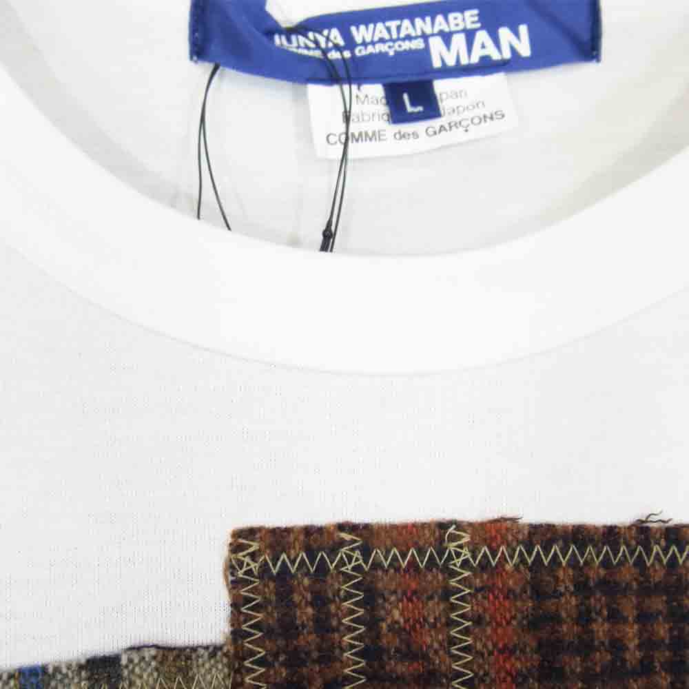 JUNYA WATANABE COMME des GARCONS ジュンヤワタナベコムデギャルソン 20AW WF-T001 ツイード パッチワーク Tシャツ ホワイト系 L【新古品】【未使用】【中古】