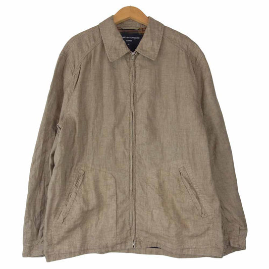 COMME des GARCONS コムデギャルソン 21SS HG-J028 HOMME リネン トップ クロス ジャケット ブラウン系 M【中古】