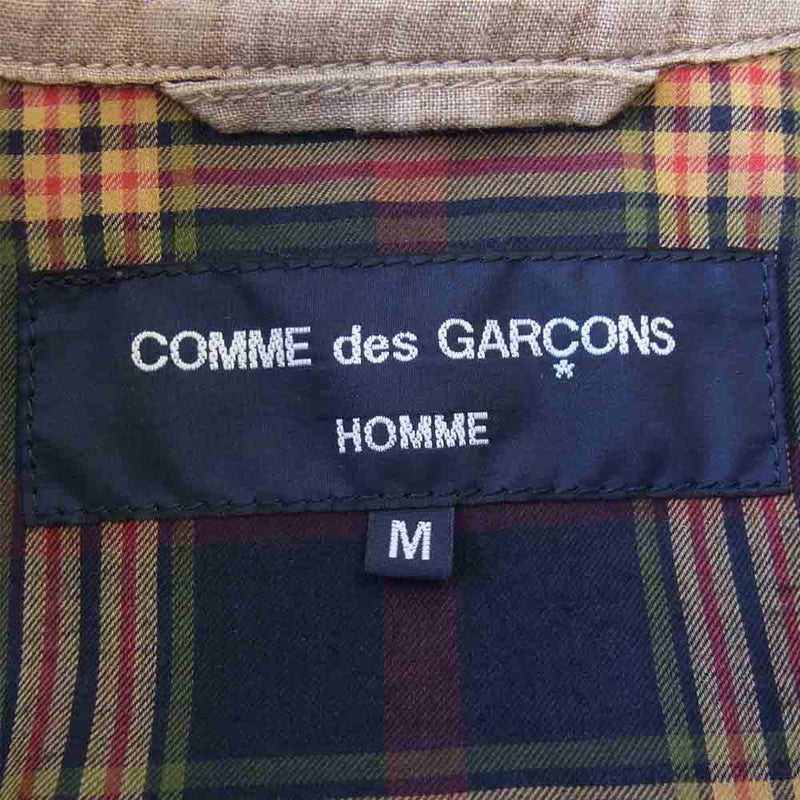 COMME des GARCONS コムデギャルソン 21SS HG-J028 HOMME リネン トップ クロス ジャケット ブラウン系 M【中古】