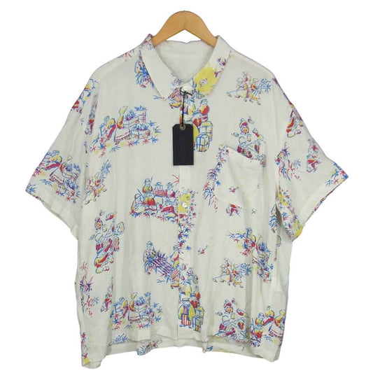 PORTER CLASSIC ポータークラシック 20-051-610-0007-1-0 HAWAIAN HISTORY ALOHA SHI ハワイアン ヒストリー アロハ シャツ ホワイト系 L【新古品】【未使用】【中古】