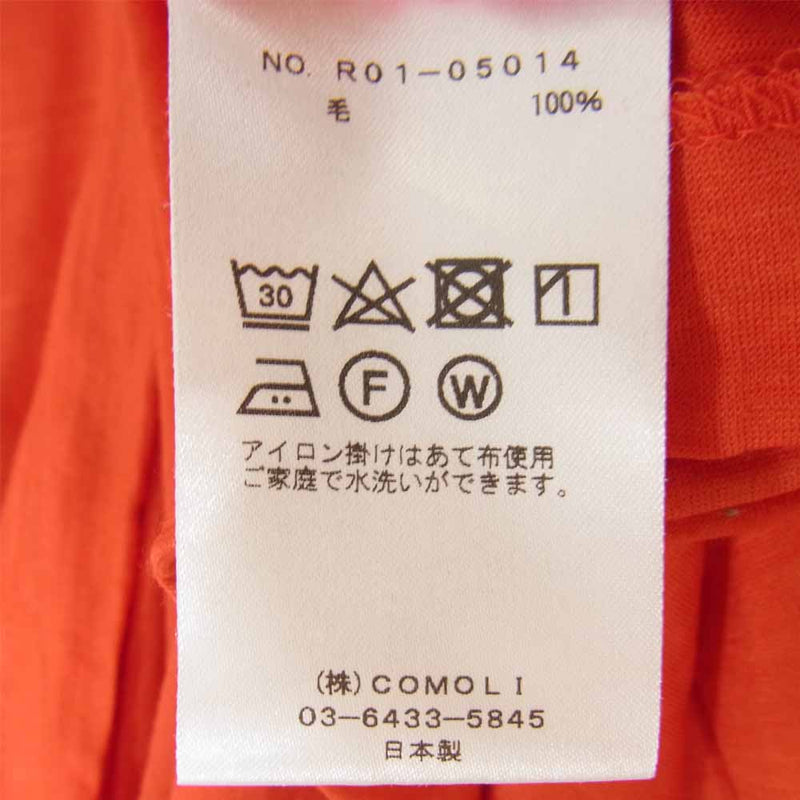 COMOLI コモリ 20SS R01-05014 ウール 天竺 半袖 クルーネック Tシャツ レッド系 3【中古】