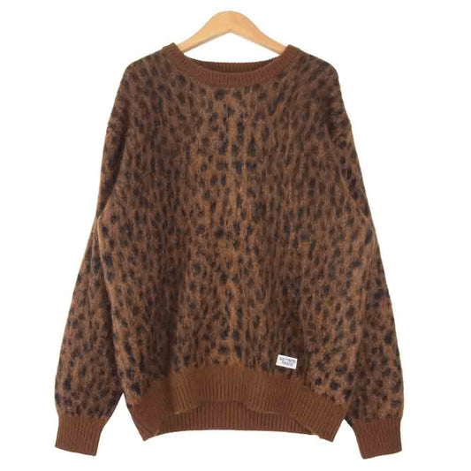 WACKO MARIA ワコマリア 20AW LEOPARD MOHAIR CREW NECK SWEATER モヘア ニット レオパード ブラウン系 S【中古】