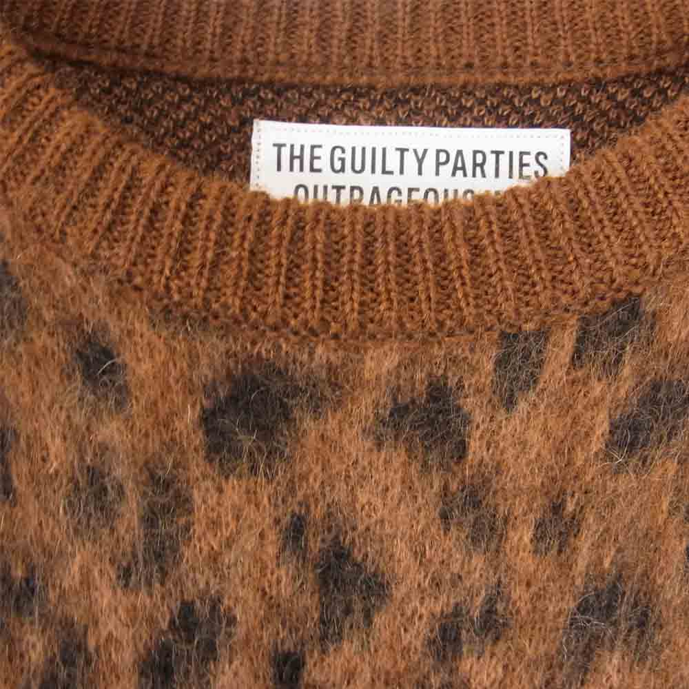WACKO MARIA ワコマリア 20AW LEOPARD MOHAIR CREW NECK SWEATER モヘア ニット レオパード ブラウン系 S【中古】