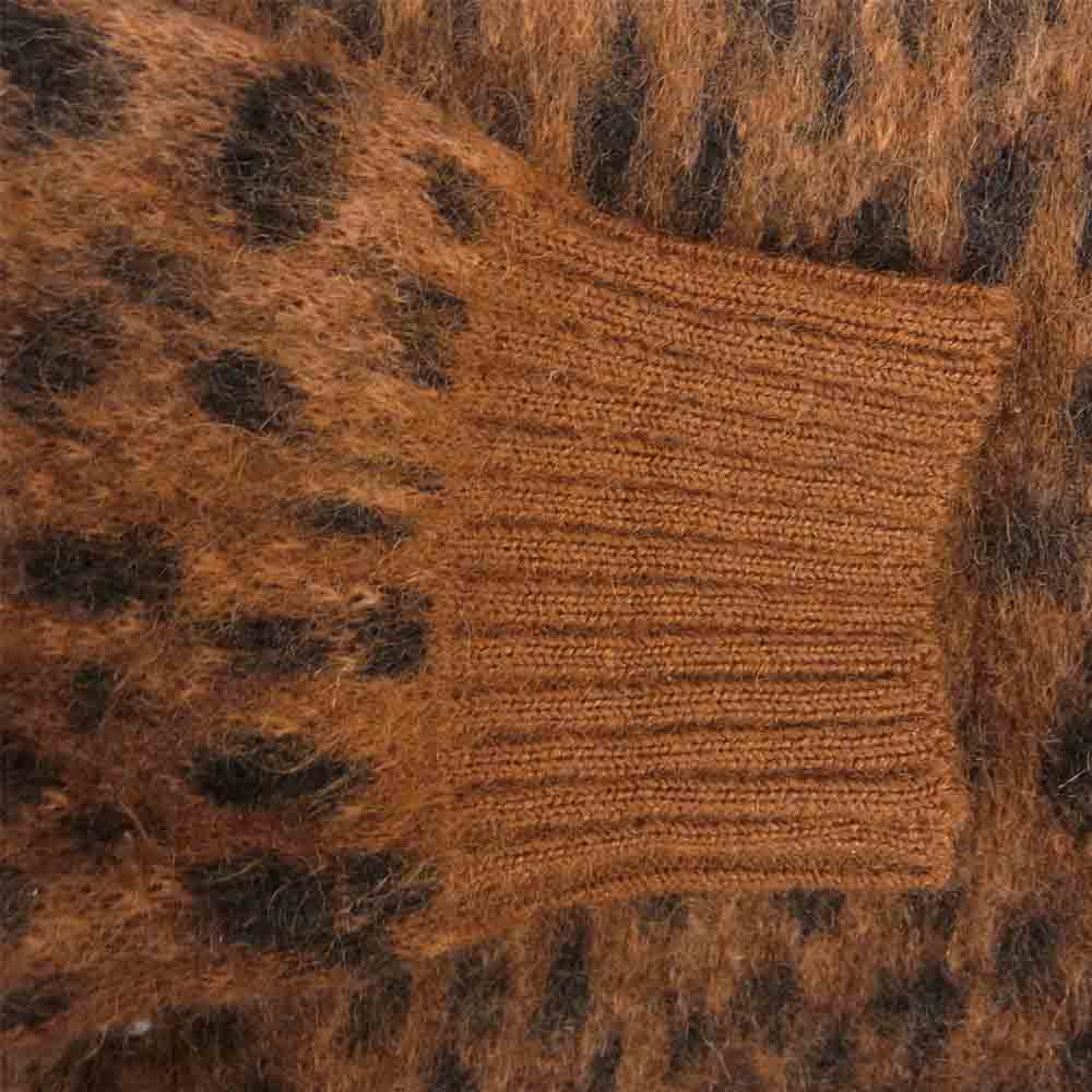 WACKO MARIA ワコマリア 20AW LEOPARD MOHAIR CREW NECK SWEATER モヘア ニット レオパード ブラウン系 S【中古】