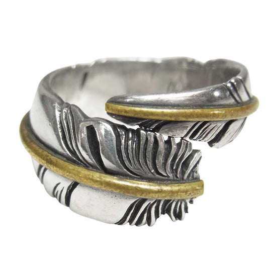 SAAD サード ブロンズライン ナロー フェザー リング シルバー系 20号程度【中古】