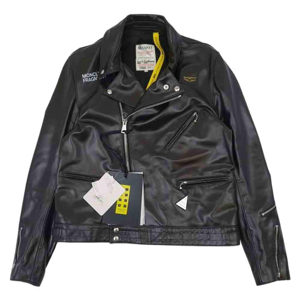 MONCLER モンクレール 20AW F209U1A70210 5099H Lewis Leathers × fragment design 国内正規品 DWAYNE ドゥエイン ダブルライダース レザージャケット ブラック系 42【新古品】【未使用】【中古】