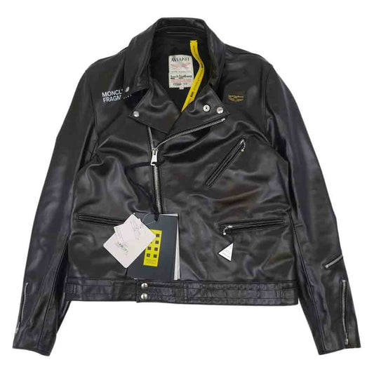 MONCLER モンクレール 20AW F209U1A70210 5099H Lewis Leathers × fragment design 国内正規品 DWAYNE ドゥエイン ダブルライダース レザージャケット ブラック系 42【新古品】【未使用】【中古】