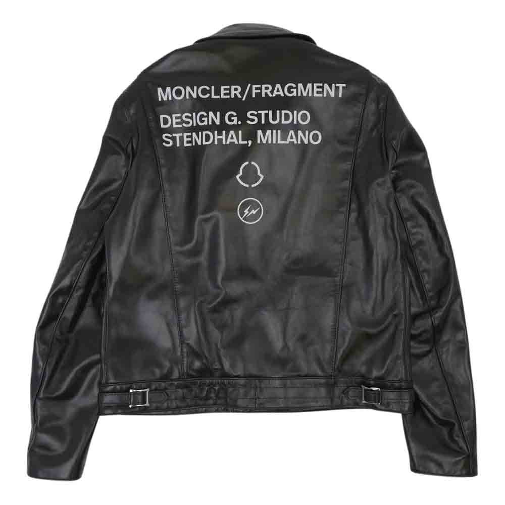 MONCLER モンクレール 20AW F209U1A70210 5099H Lewis Leathers × fragment design 国内正規品 DWAYNE ドゥエイン ダブルライダース レザージャケット ブラック系 42【新古品】【未使用】【中古】