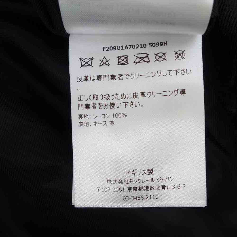 MONCLER モンクレール 20AW F209U1A70210 5099H Lewis Leathers × fragment design 国内正規品 DWAYNE ドゥエイン ダブルライダース レザージャケット ブラック系 42【新古品】【未使用】【中古】