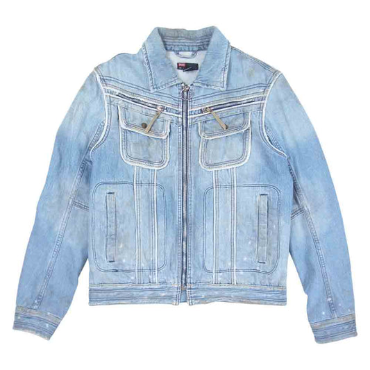 DIESEL ディーゼル ARKADY ダメージ加工 デニムジャケット デニム ジップ インディゴブルー系 L【中古】