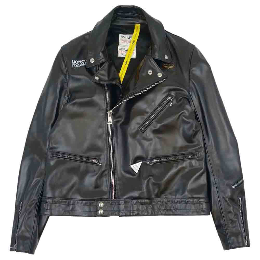 MONCLER モンクレール 20AW F209U1A70210 未使用品 FRAGMENT Lewis Leathers DWAYNE CYCLON フラグメント ルイスレザー ドウェイン サイクロン ライダース ブラック系 42【極上美品】【中古】