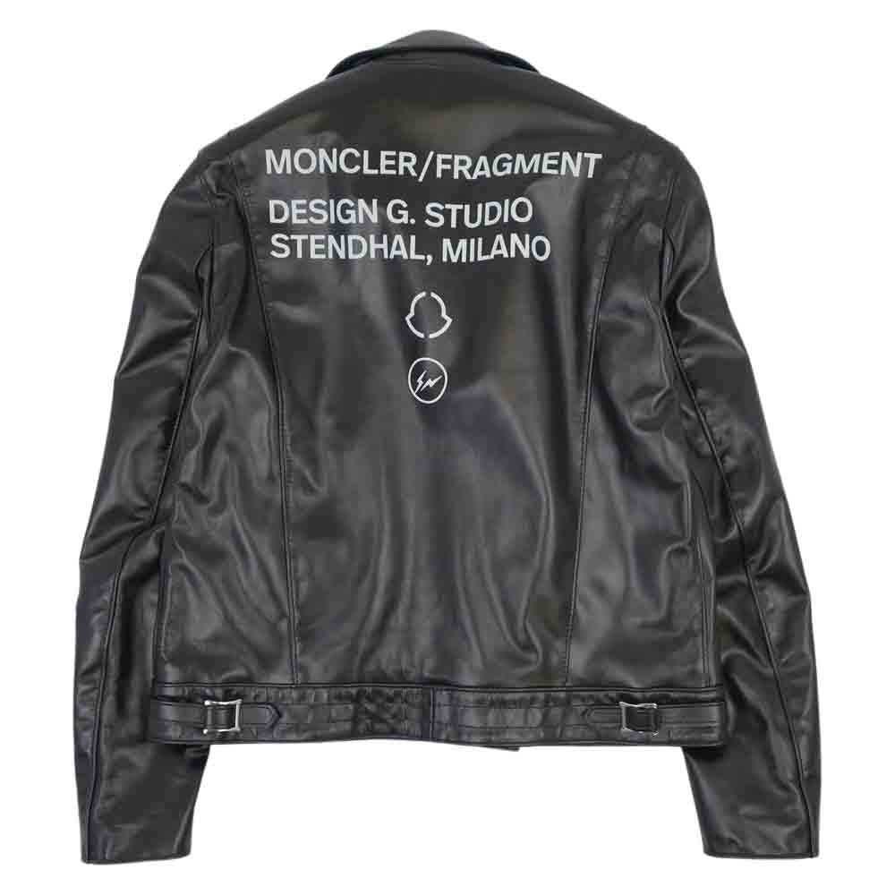 MONCLER モンクレール 20AW F209U1A70210 未使用品 FRAGMENT Lewis Leathers DWAYNE CYCLON フラグメント ルイスレザー ドウェイン サイクロン ライダース ブラック系 42【極上美品】【中古】