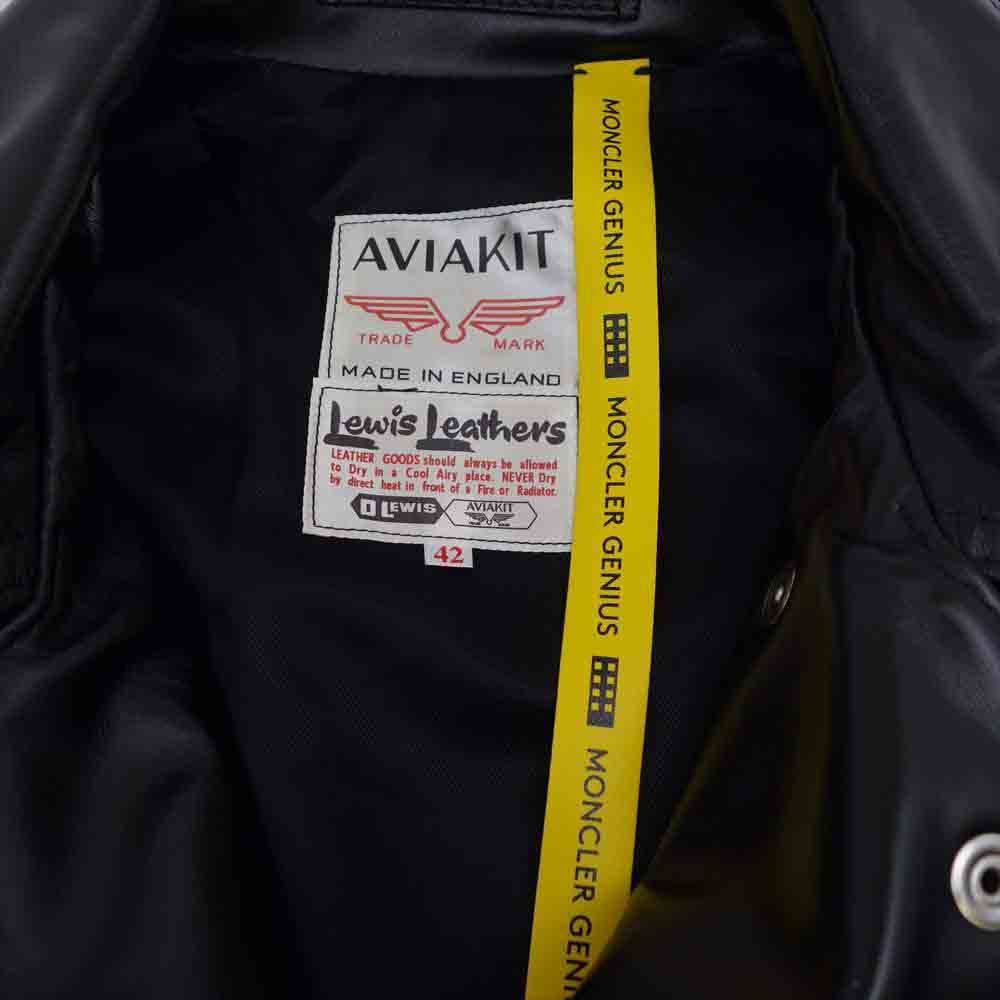 MONCLER モンクレール 20AW F209U1A70210 未使用品 FRAGMENT Lewis Leathers DWAYNE CYCLON フラグメント ルイスレザー ドウェイン サイクロン ライダース ブラック系 42【極上美品】【中古】