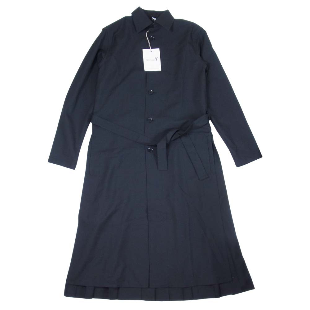 Yohji Yamamoto ヨウジヤマモト GroundY 21AW GM-B06-100 T/W Gabardine Back Pleated Long Shirt TWギャバジン バックプリーツ ロング シャツ ブラック系 3【新古品】【未使用】【中古】