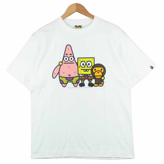 A BATHING APE アベイシングエイプ スポンジボブ パトリック マイロ 半袖 Tシャツ コットン ホワイト系 M【中古】