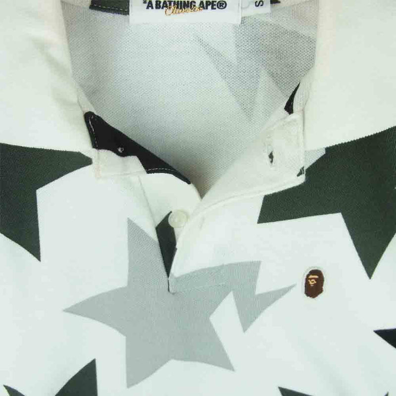 A BATHING APE アベイシングエイプ スター 半袖 ポロシャツ コットン 日本製 ホワイト系 S【中古】