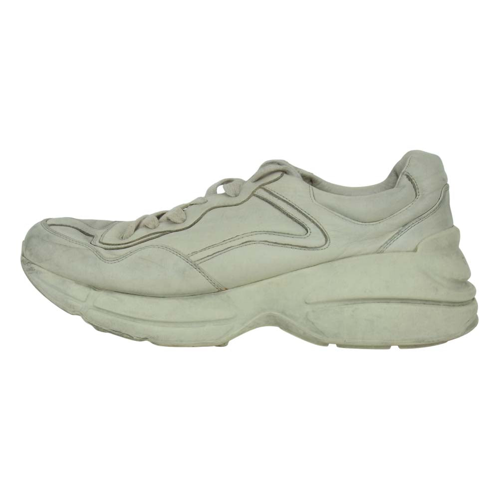 GUCCI グッチ 498916 RHYTON ライトン ヴィンテージ加工レザー ダッドスニーカー オフホワイト系 3【中古】
