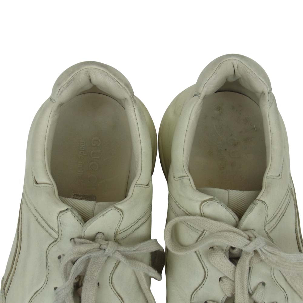 GUCCI グッチ 498916 RHYTON ライトン ヴィンテージ加工レザー ダッドスニーカー オフホワイト系 3【中古】
