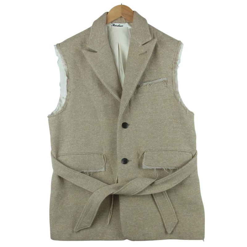 ミドリカワ 19AW MID19AW-JK05 silk wool belted vest jacket ノースリーブ ジャケット ベスト ベージュ系【中古】