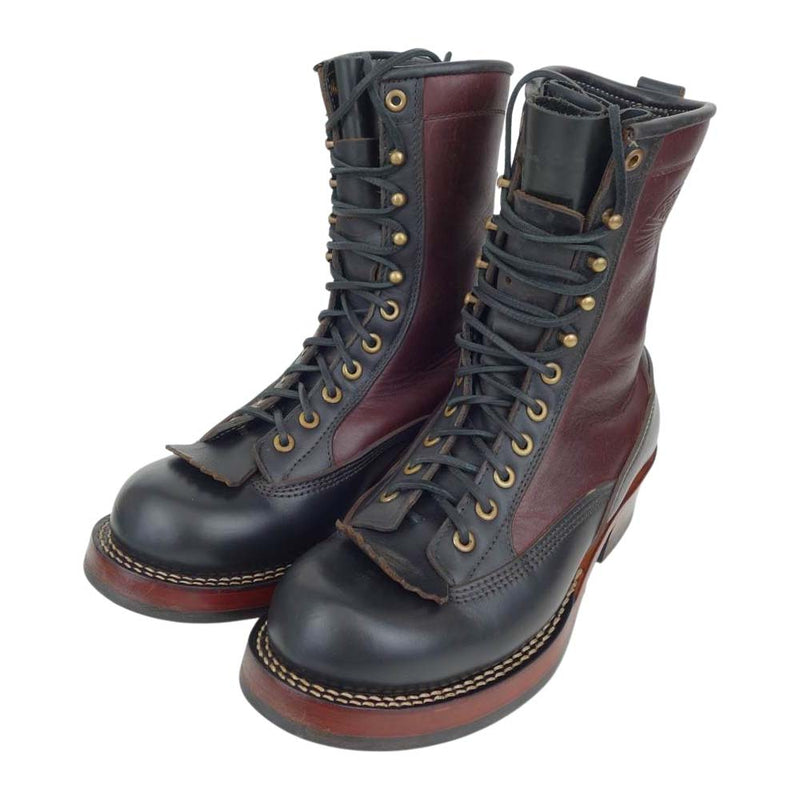 ゼローズ MOTORCYCLE CUSTOM BOOTS TYPE Z カスタム モーターサイクル レースアップ ブーツ ブラック系 ダークブラウン系 8.5【中古】