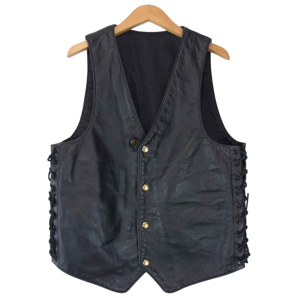 LANGLITZ LEATHERS ラングリッツレザーズ LACED VEST レザー レースド ブラック系【美品】【中古】