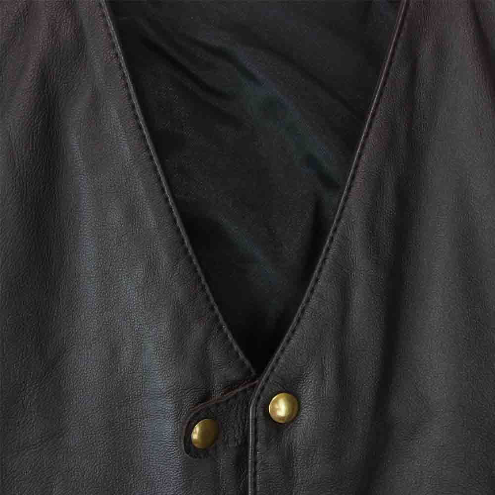 LANGLITZ LEATHERS ラングリッツレザーズ SQUARE BOTTOM VEST W CARGO POCKETS スクエアボトム カーゴポケット レザー ブラウン系【美品】【中古】