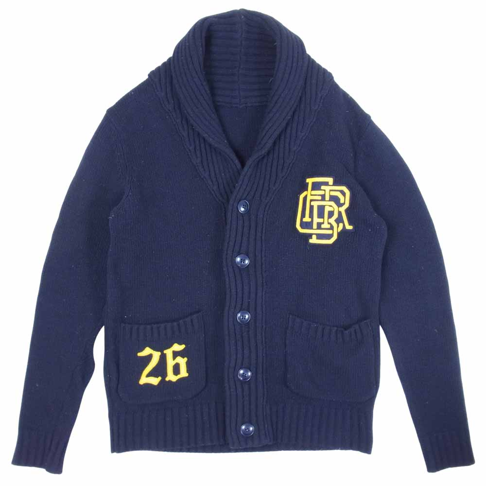 F.C.R.B. エフシーアールビー FCRB-112023 ショールカラー カーディガン ワッペン ウール ダークネイビー系 S【中古】