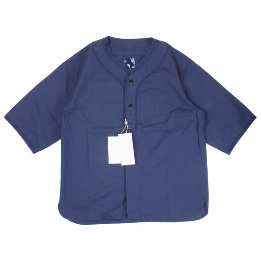 VISVIM ビズビム 21SS 221905011009 INDIGO  CAMPING  TRAILER DUGOUT SHIRT S/S ベースボール シャツ ネイビー系 1【美品】【中古】