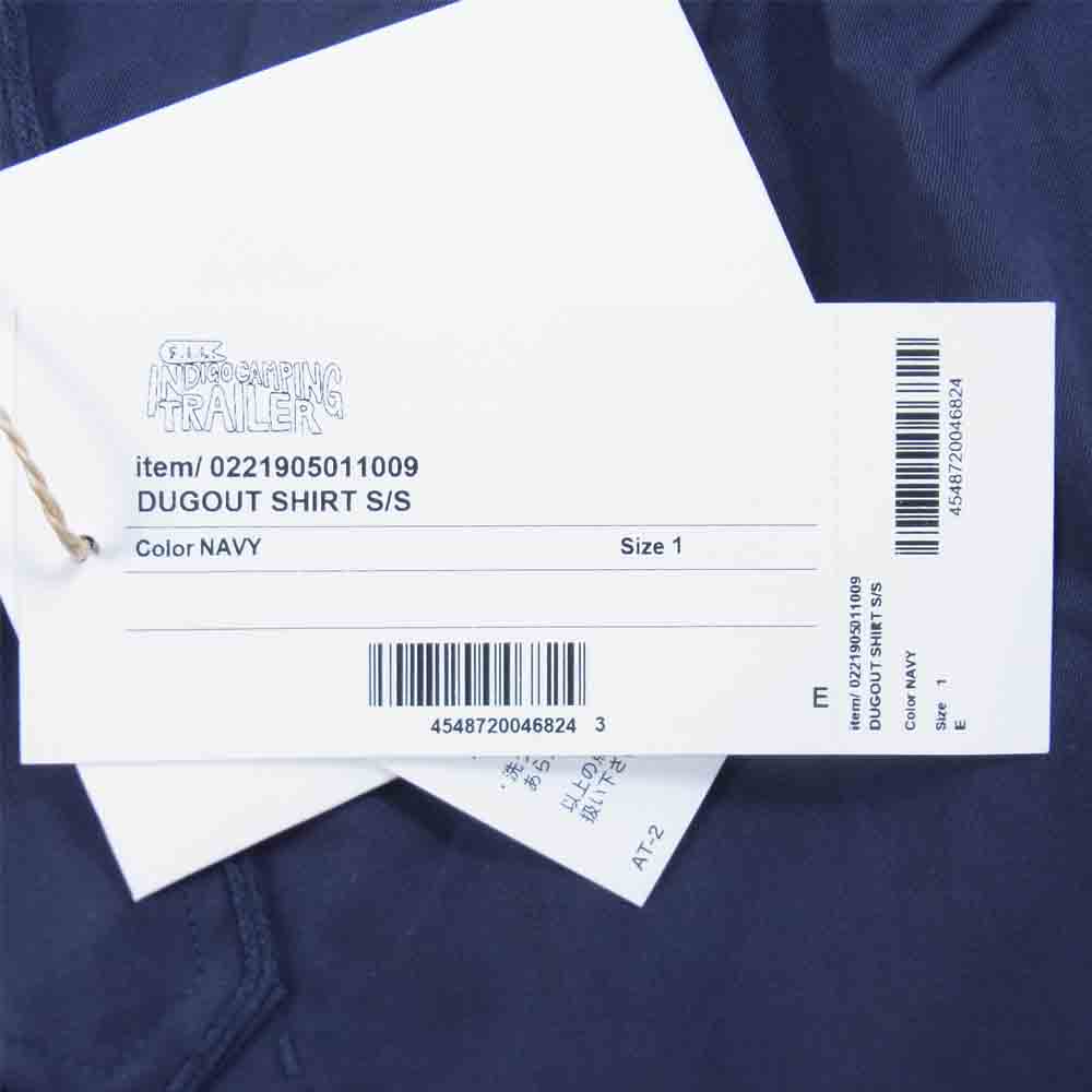 VISVIM ビズビム 21SS 221905011009 INDIGO  CAMPING  TRAILER DUGOUT SHIRT S/S ベースボール シャツ ネイビー系 1【美品】【中古】