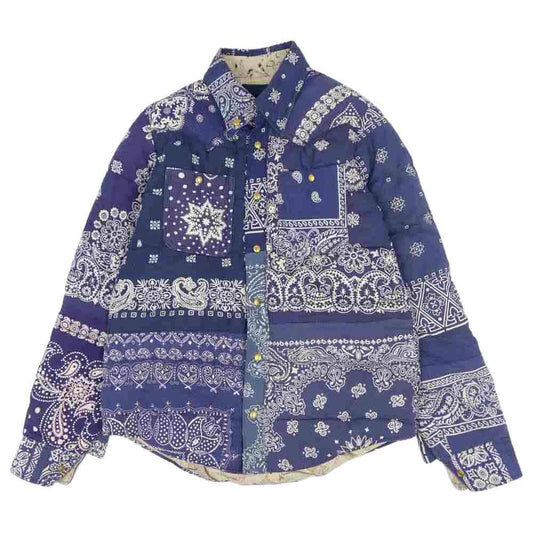 VISVIM ビズビム 18AW 218905013012 ICT KERCHIEF DOWN JKT ヴィンテージ バンダナ ダウン ブルー系 1【美品】【中古】