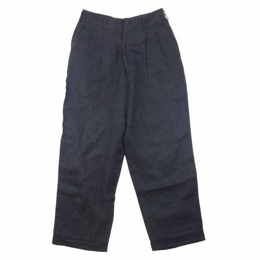 COMME des GARCONS コムデギャルソン HOMME オム 90s チェック柄 リネン 2タック ワイドパンツ グレー系 M【中古】