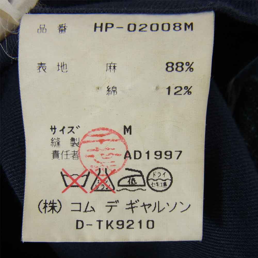 COMME des GARCONS コムデギャルソン HOMME オム 90s チェック柄 リネン 2タック ワイドパンツ グレー系 M【中古】