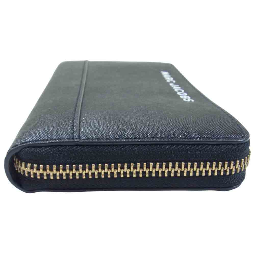 MARC JACOBS マークジェイコブス ロゴ ラウンドジップ 長財布 ウォレット ブラック系【美品】【中古】