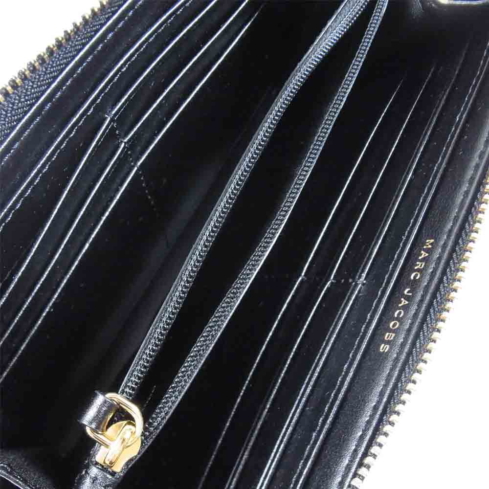 MARC JACOBS マークジェイコブス ロゴ ラウンドジップ 長財布 ウォレット ブラック系【美品】【中古】