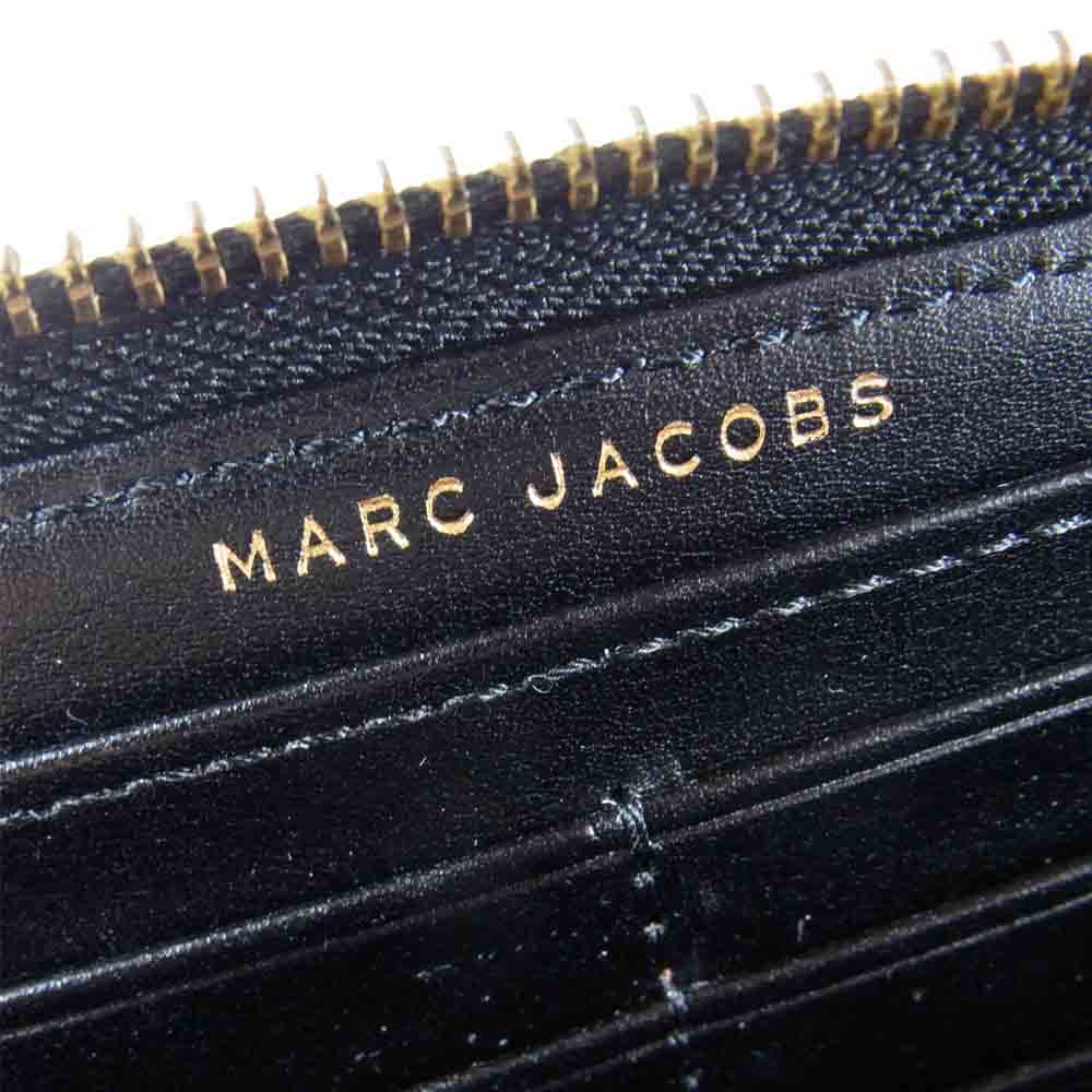 MARC JACOBS マークジェイコブス ロゴ ラウンドジップ 長財布 ウォレット ブラック系【美品】【中古】