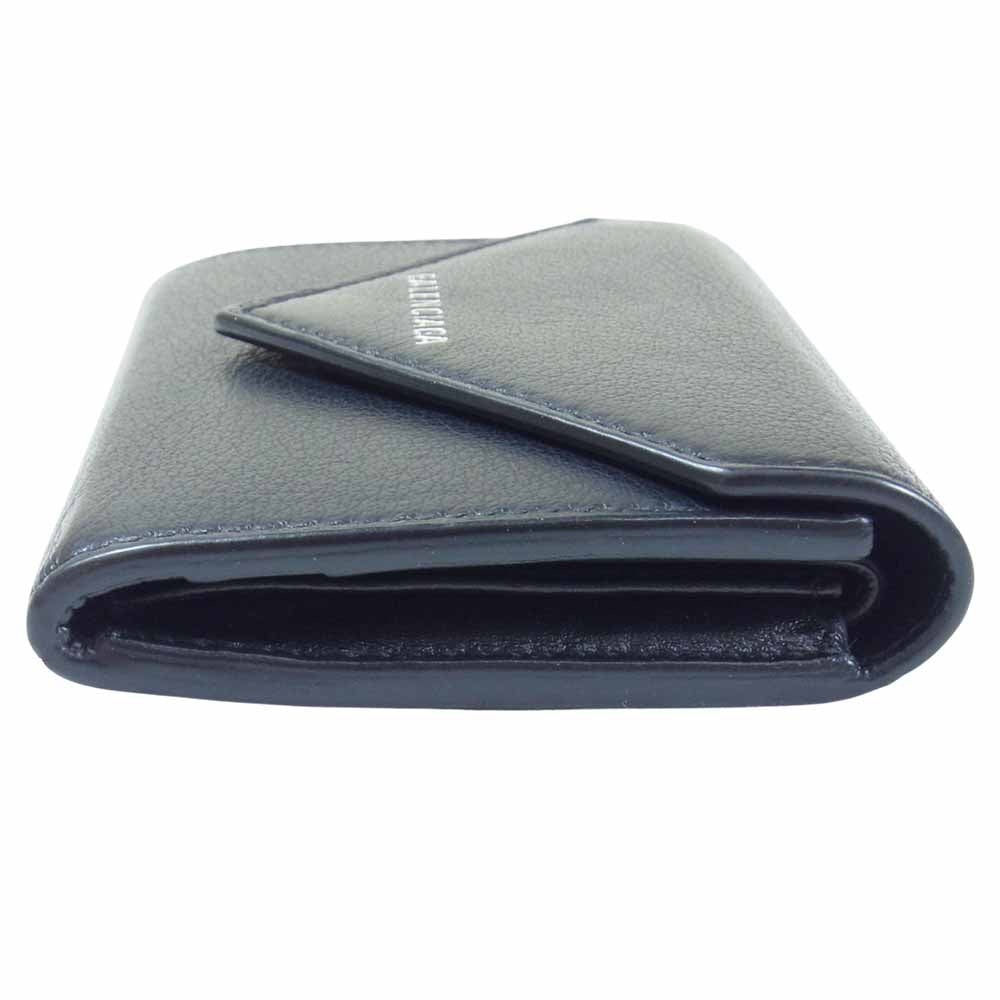 BALENCIAGA バレンシアガ 615653 3つ折り財布 小銭入れ付き レザー コンパクトウォレット ブラック系【中古】