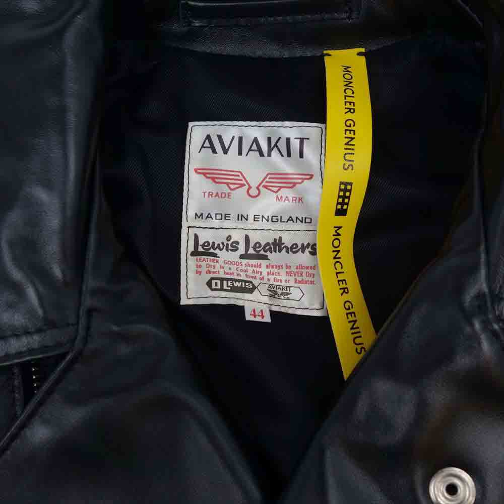 MONCLER モンクレール 20AW 国内正規品 7 ジーニアス GENIUS フラグメント FRAGMENT ルイスレザー Lewis Leathers DWAYNE ドゥエイン ダブル ライダース ジャケット ブラック系 44【新古品】【未使用】【中古】
