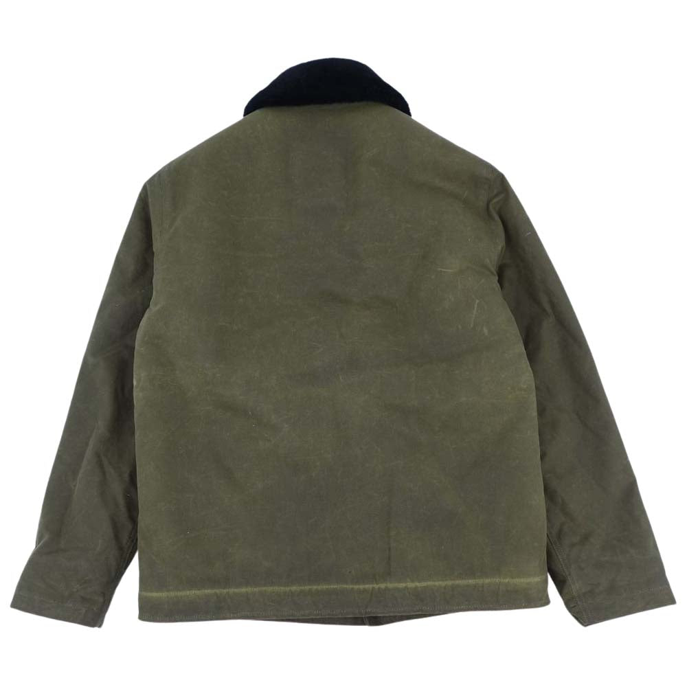WESCO ウエスコ × ディーエン DEHEN N-1 JACKET ドライ ワックス コットン 総裏 リアルムートン ファー デッキジャケット オリーブ系 L【中古】