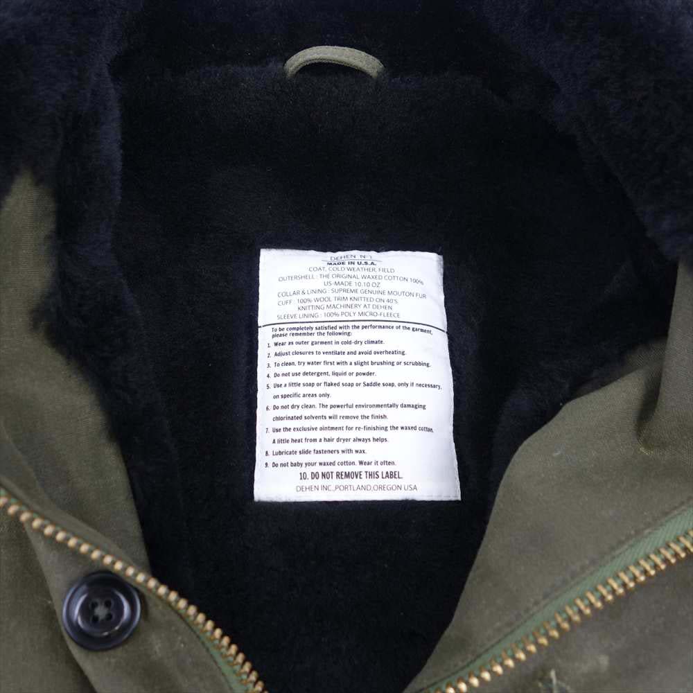 WESCO ウエスコ × ディーエン DEHEN N-1 JACKET ドライ ワックス コットン 総裏 リアルムートン ファー デッキジャケット オリーブ系 L【中古】