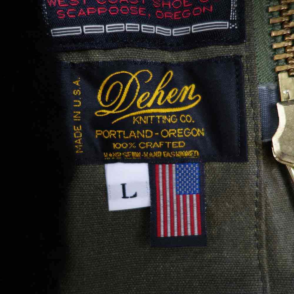 WESCO ウエスコ × ディーエン DEHEN N-1 JACKET ドライ ワックス コットン 総裏 リアルムートン ファー デッキジャケット オリーブ系 L【中古】