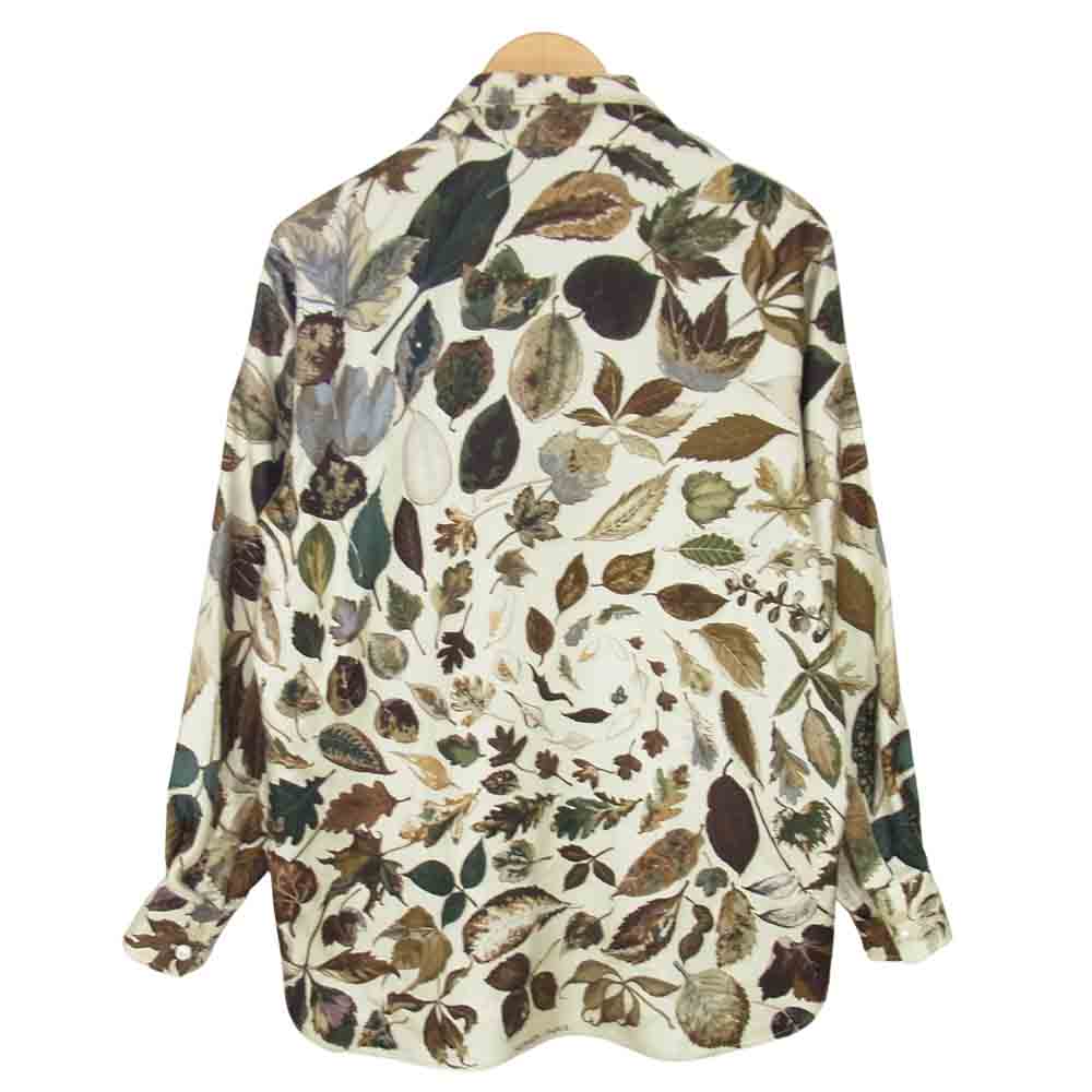 HERMES エルメス 仏製 マルジェラ期 シルク 100％ 葉っぱ柄 長袖 シャツ ブラウン系 40【中古】