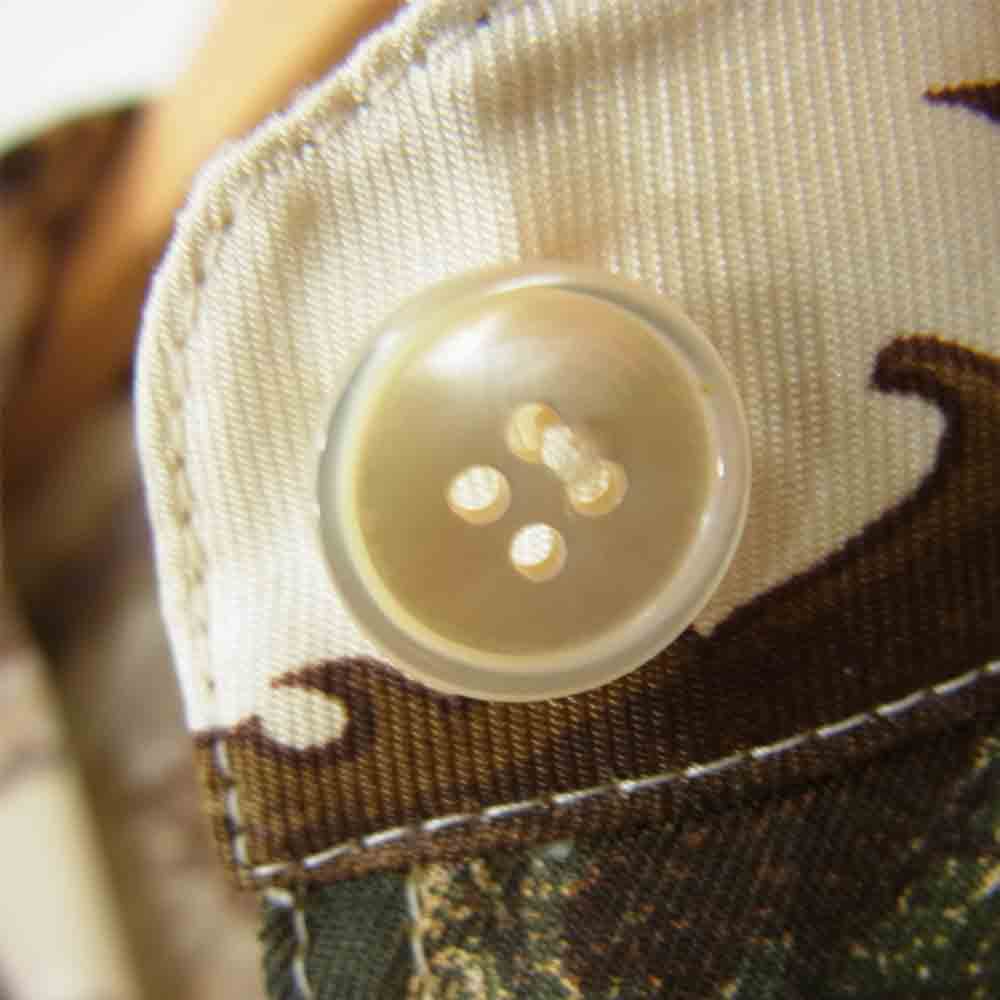 HERMES エルメス 仏製 マルジェラ期 シルク 100％ 葉っぱ柄 長袖 シャツ ブラウン系 40【中古】