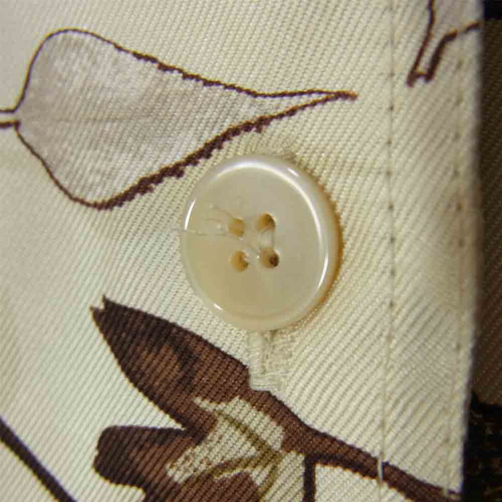 HERMES エルメス 仏製 マルジェラ期 シルク 100％ 葉っぱ柄 長袖 シャツ ブラウン系 40【中古】