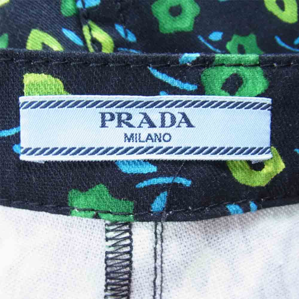 PRADA プラダ GFP337 S171 1M6Y 国内正規品 花柄 テーパード パンツ イタリア製 ブラック系 25【中古】