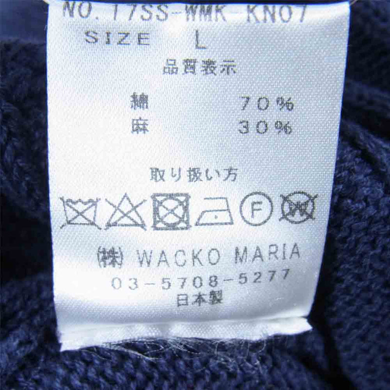 WACKO MARIA ワコマリア ニット セーター 日本製 リネン コットン ネイビー系 L【中古】