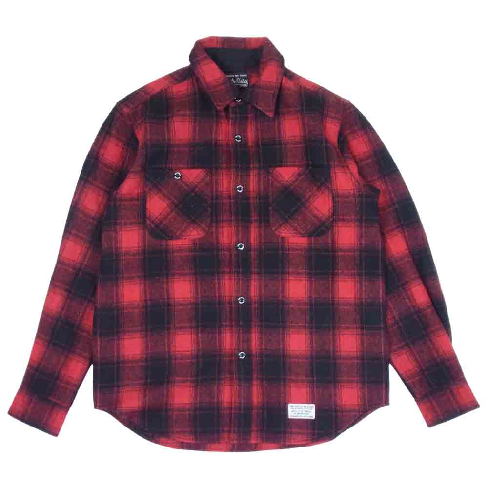 WACKO MARIA ワコマリア 長袖 チェック シャツ チェックシャツ 日本製 ウール レッド系 L【中古】